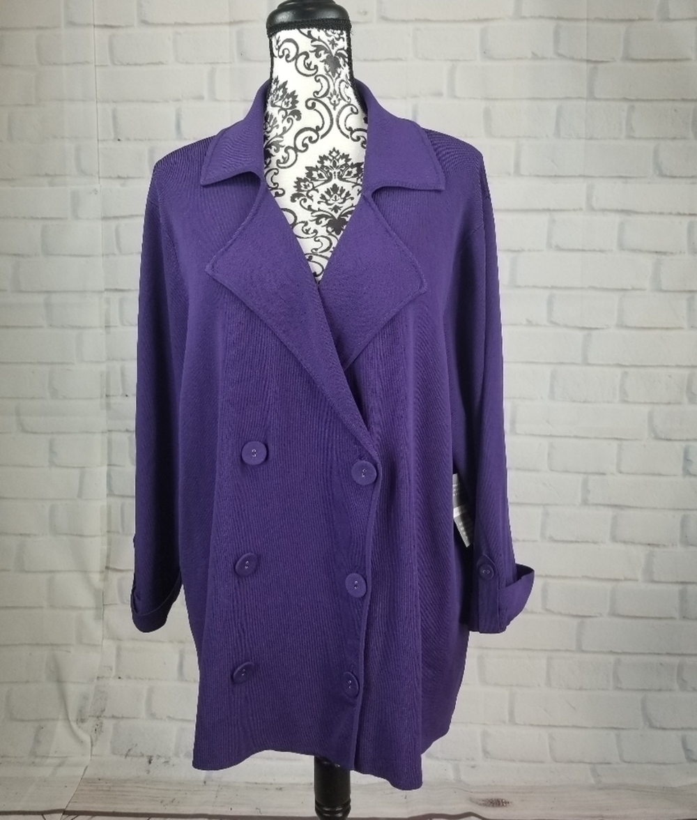Cable & Gauge button front 3x stretch knit jacket